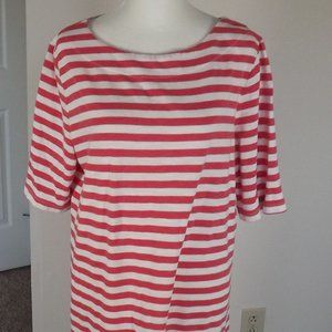 Pink and White Striped Knee-Length Dress Size L